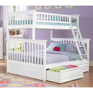 1412 White : Giường 2 Tầng + Hộc Kéo - 1m2 / 1m4